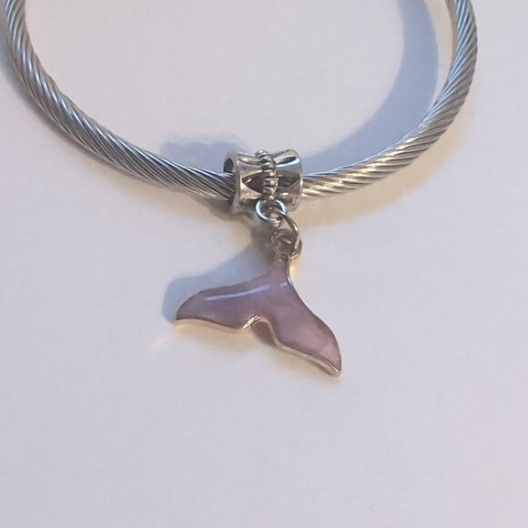 Purple Enamel Mermaid Fin Dangle Charm‎ for Pandora Style Bracelet - Picture 1 of 4